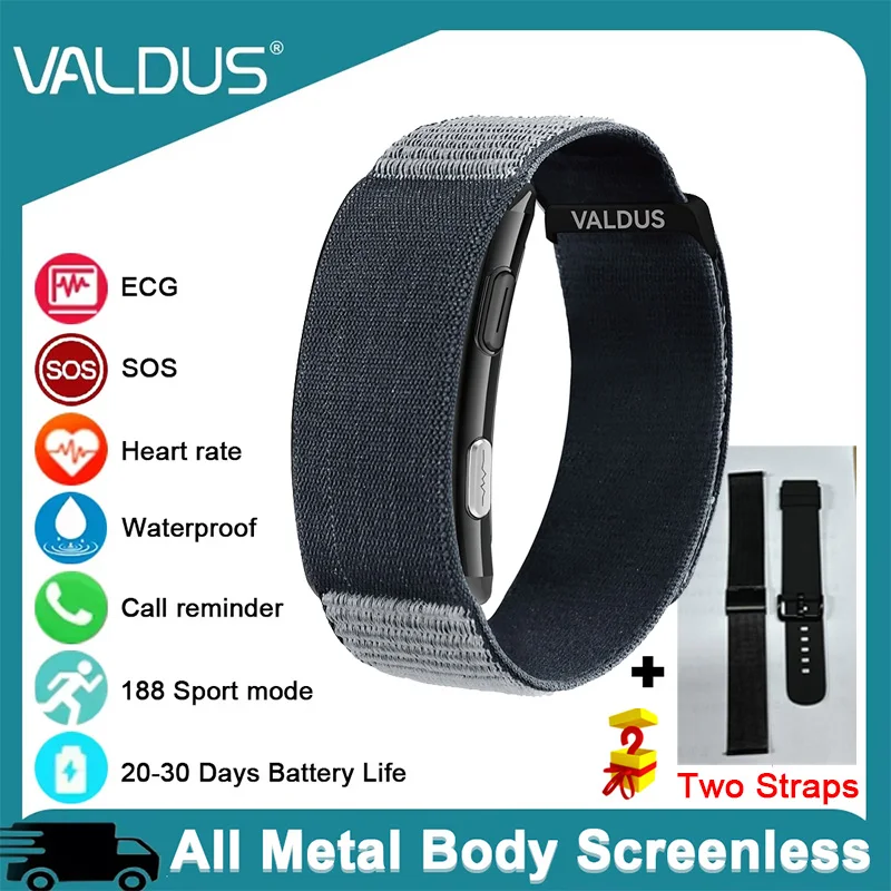 Bracelet connecté VITRO sans écran (2026) : ECG, SOS, fréquence cardiaque, pression artérielle, sport, fitness, étanche._voghion.com