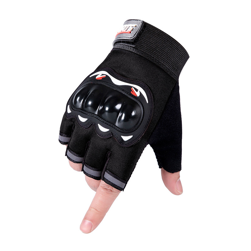 Men's motorcycle half finger motorcycle plus velvet autumn and winter non slip touch screen bicycle riding outdoor fitness gloves