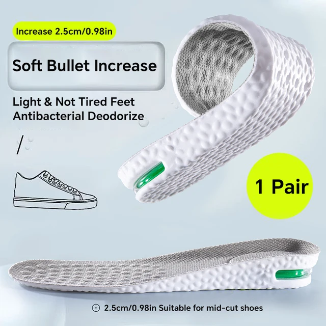 1 Paar Héichtvergréisserungs-Sohlen fir Féiss Komfort Plantar Fasciitis Schong-Sohlen Männer Fraen Sport Loft-Schockabsorbéierend Schong_voghion.com