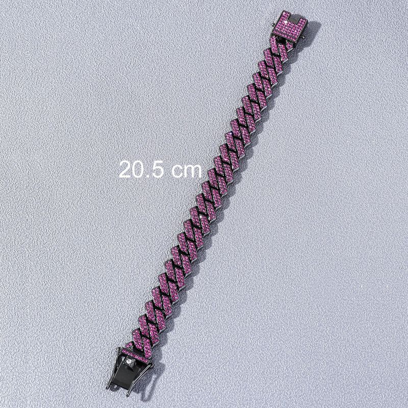 Bracciale Hip Hop alla moda con catena cubana a diametro intero_voghion.com