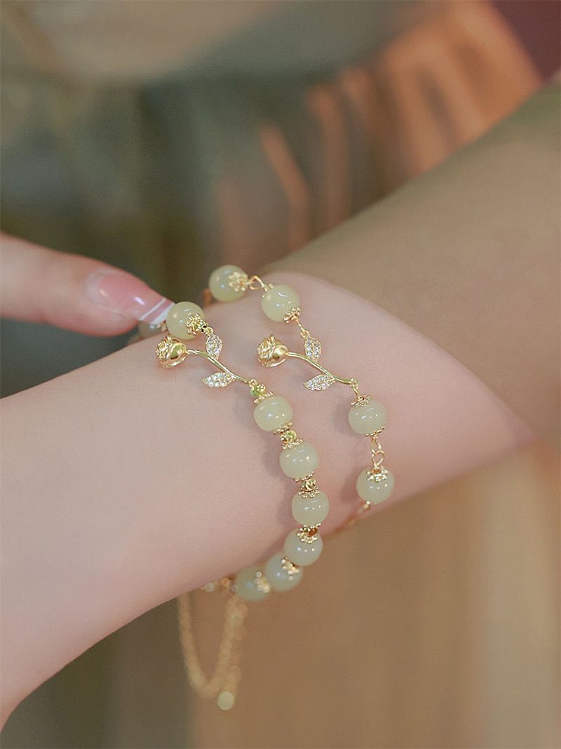 Rose Talk Imitieren Natürliche Hotan Jade Armband Ins Kleine Design Feeg Freund Einstellbare Hand_voghion.com