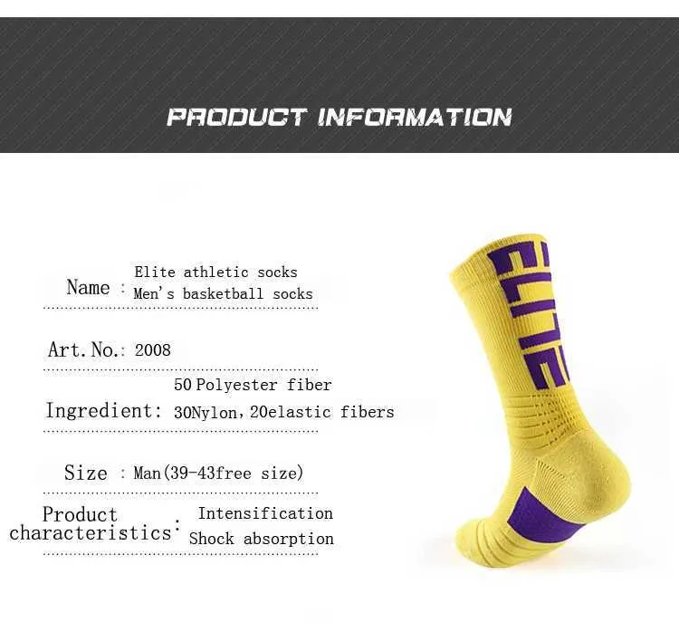 Men's 5Pairs Professional Cotton Basketball Elite Thick Sports Compression Durable Skateboard Towel Bottom Socks_voghion.com