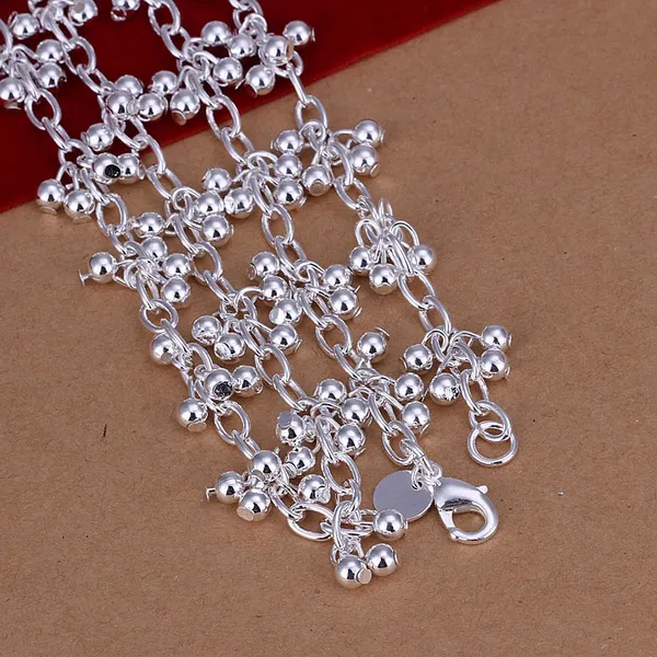 Collana con catena a perline placcata argento stile retrò donna_voghion.com