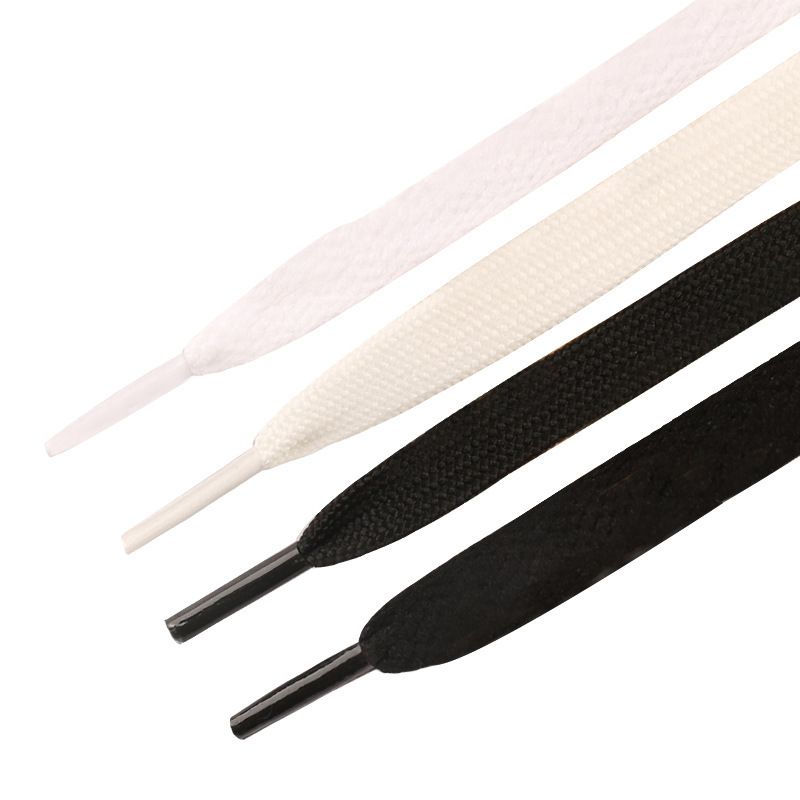 A- Standard High-Top-Canvas-Einzel-Doppelschicht-Schwarz- und flache dicke kleine weiße Schnürsenkel_voghion.com