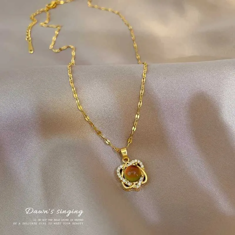 Hjärta Mood David Star Halsband Färgförändrande Temperaturavkännande Kristallhänge Halsband Rostfritt Stål Smycken_voghion.com