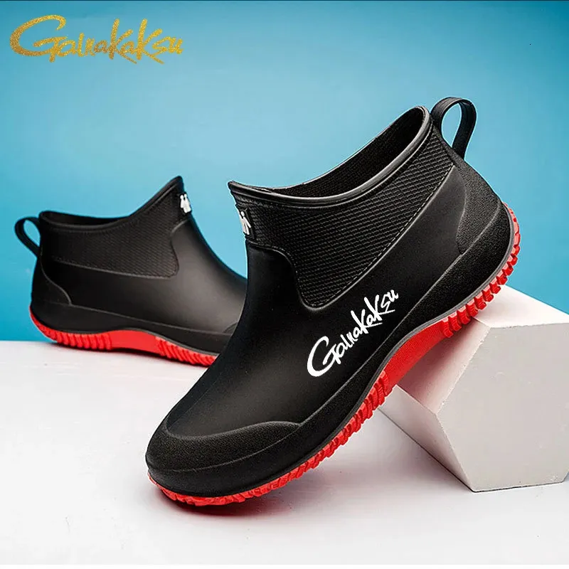 Bottes de pluie antidérapantes pour hommes, chaussures de randonnée en plein air, imperméables, tendance été hiver, pêche, Plus Veet, 35-45 240612_voghion.com