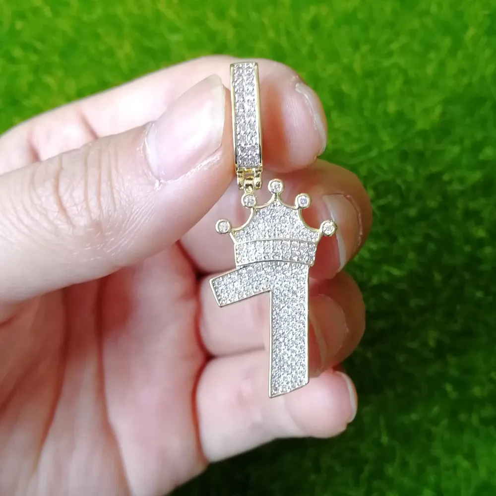 Pendant Necklaces Bling Hip Hop 7 Brass Micro Pave With CZ Stones Necklace Jewelry For Men And Women CN021_voghion.com