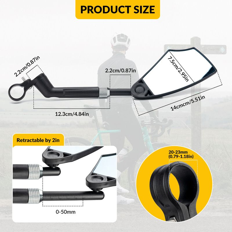 ROCKBROS bakspeil HD 360° antirefleks 1 stk. terrengsykkel landeveissykkel_voghion.com