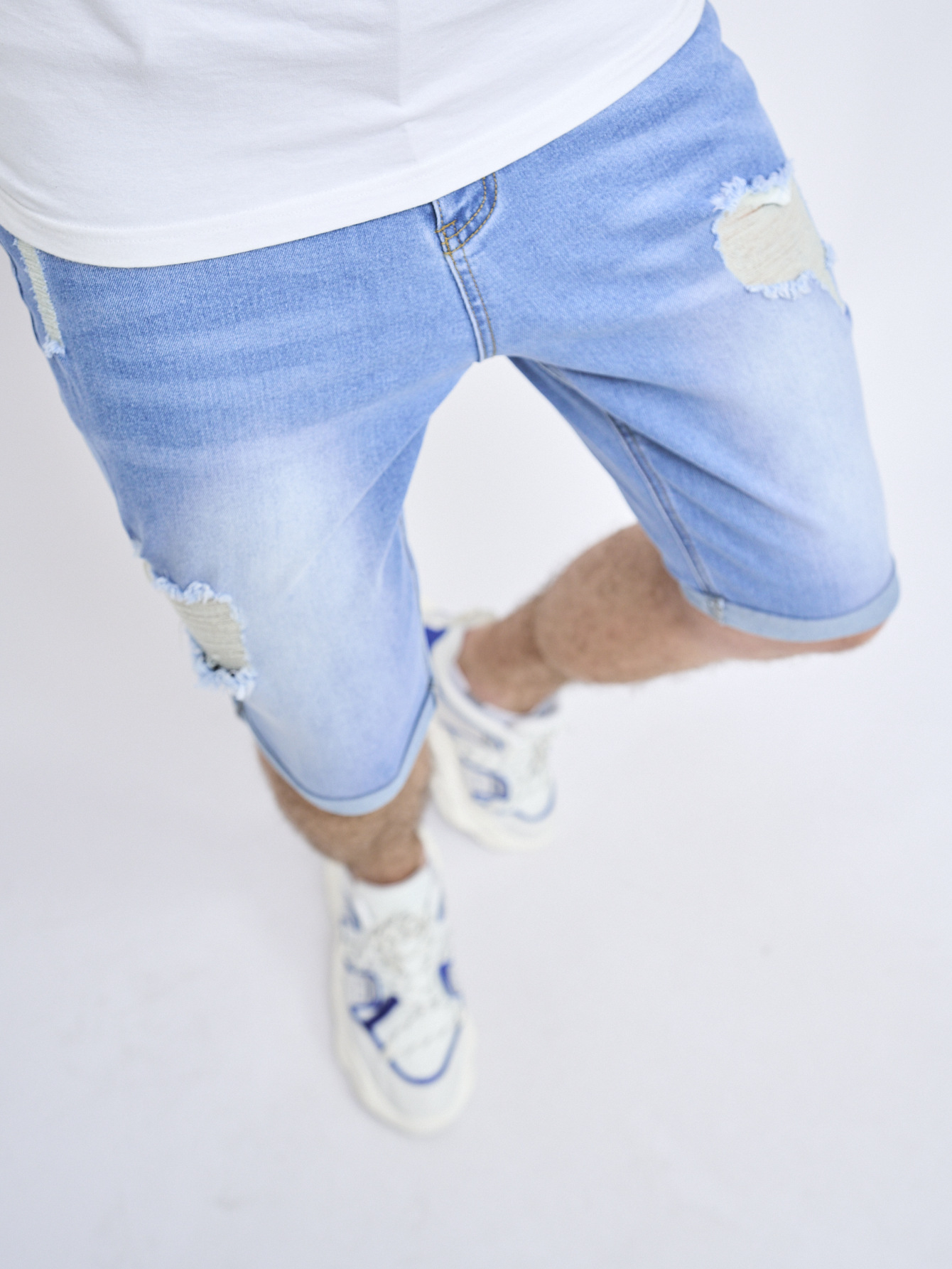 Men's Distressed Denim Shorts Ripped Cargo Style Summer Essential_voghion.com