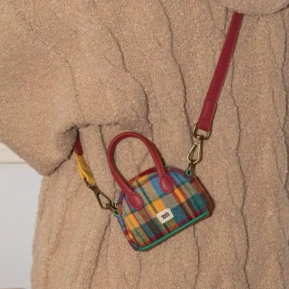 Handtasche, Schultertasche, Umhängetasche, Retro-Plaid-Kopfhörer, kleine Weihnachts-Geldbörse, Geschenk für Mama 240912_voghion.com