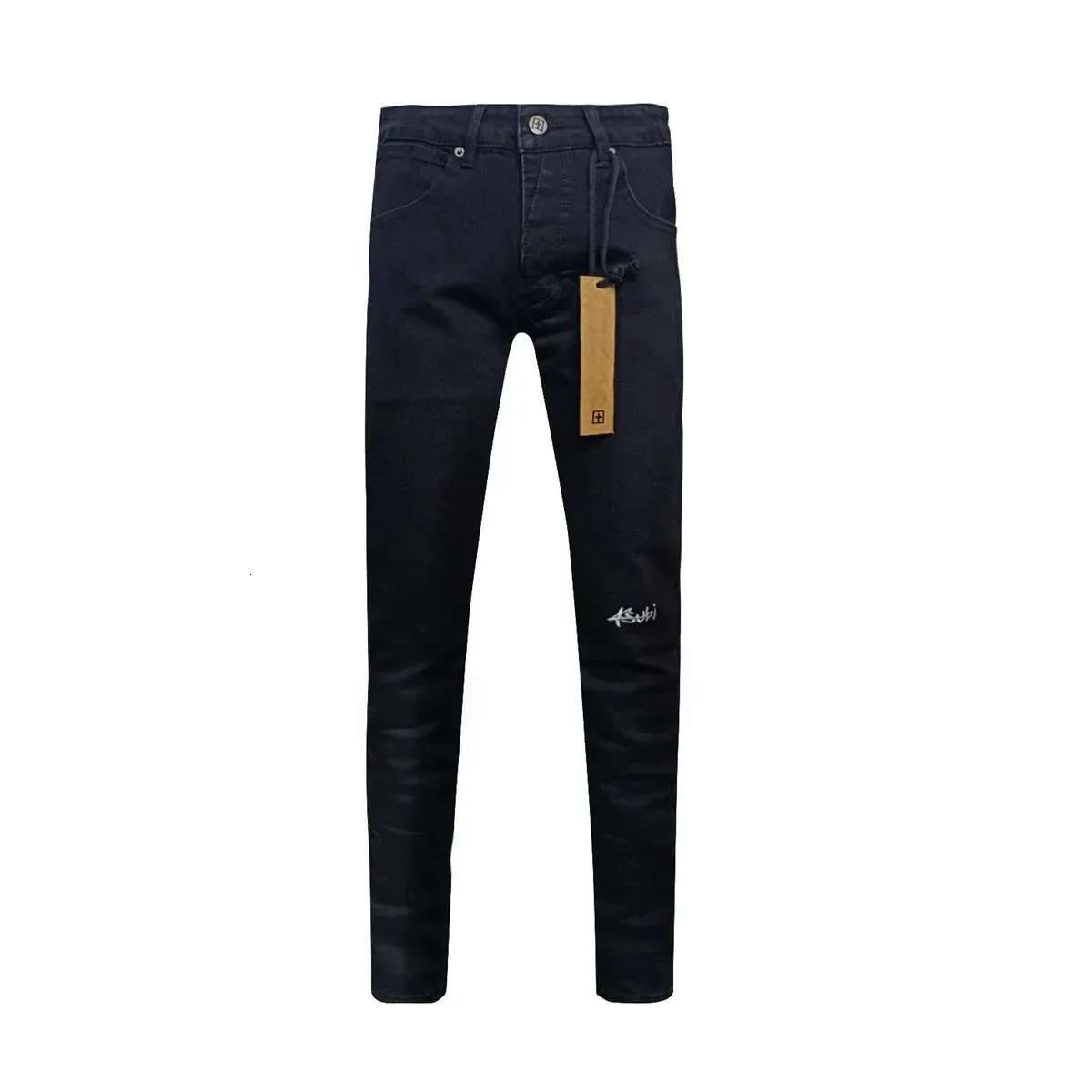 KSUBI Cross Men Fashion American High Street Black Casual Letter Embroidery Pants Stretch Skinny Ripped Frayed Jeans_voghion.com