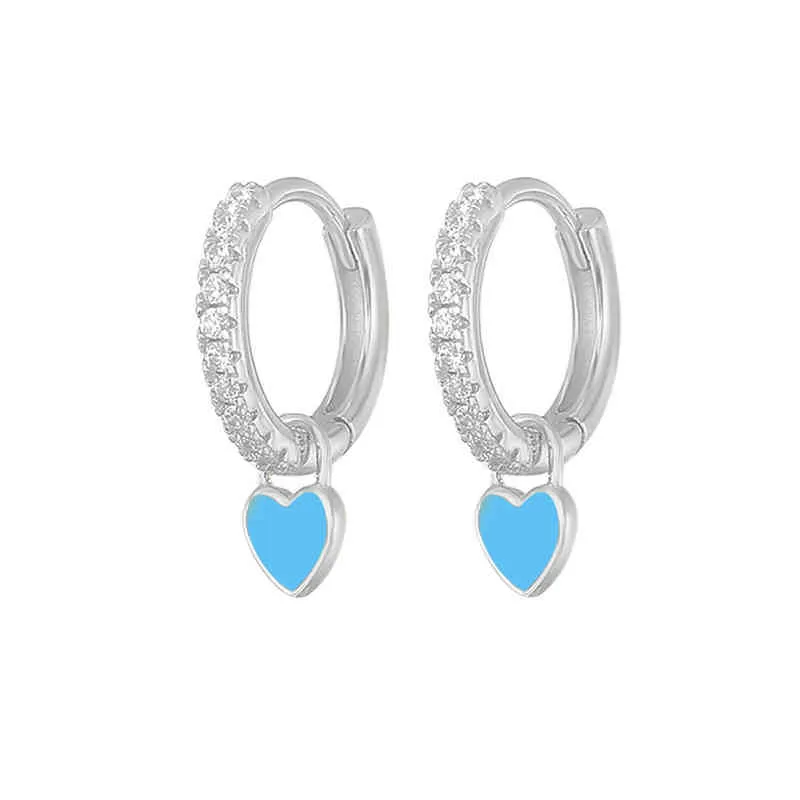 BOAKO placage boucles d'oreilles avec mignon bonbon néon émail coeur breloque goutte boucle d'oreille couleur or argent pour les filles L220614_voghion.com