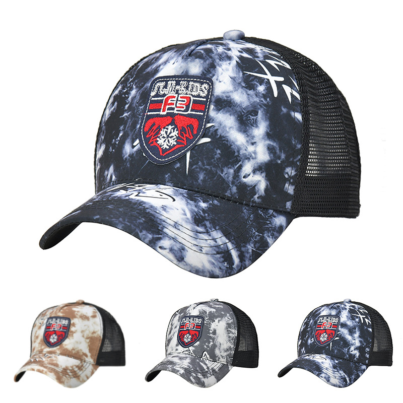 Casquette de Baseball avec lettres autocollantes pour hommes et femmes, casquette de langue de canard graffiti, chapeau en filet pare-soleil respirant pour l'extérieur_voghion.com