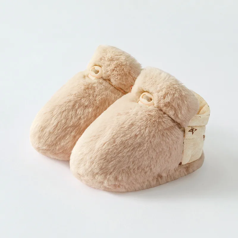 Zapatos de cuna antideslizantes con suela de algodón para bebés y niños pequeños, para otoño e invierno, de felpa, cálidos o para niños pequeños_voghion.com