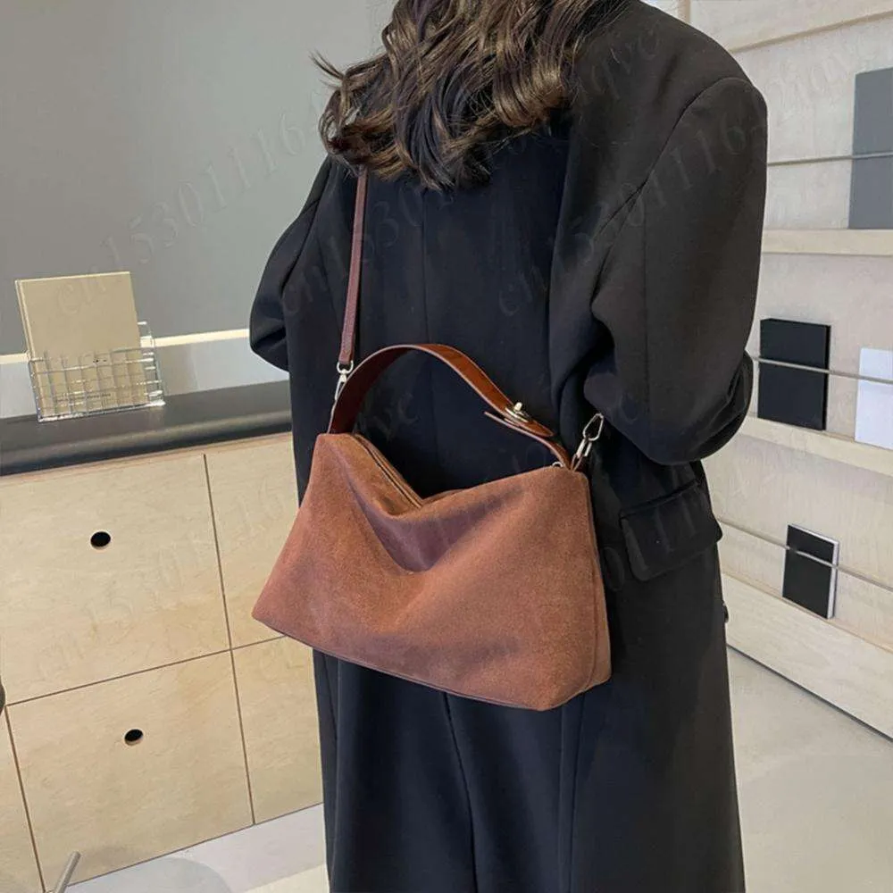 Borsa a tracolla in pelle scamosciata da donna, tracolla regolabile, hobo con tasca interna, pochette, borsa a mano con cerniera_voghion.com