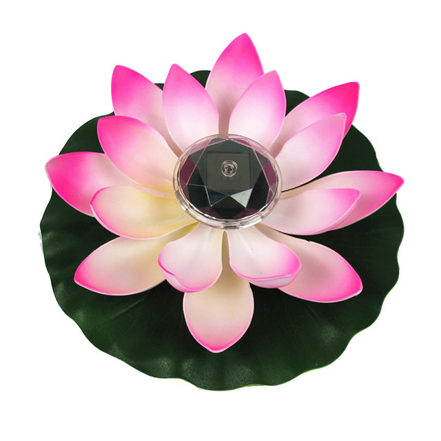 Luce solare esterna a LED alimentata a forma di fiore di loto artificiale, fontana galleggiante, lampada da giardino, piscina, luce notturna solare_voghion.com