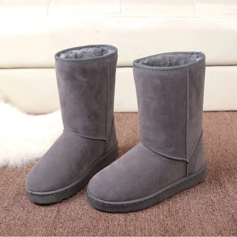 Damen Schneestiefel Klassisch Wasserdicht Echtleder Mit Fellfutter_voghion.com