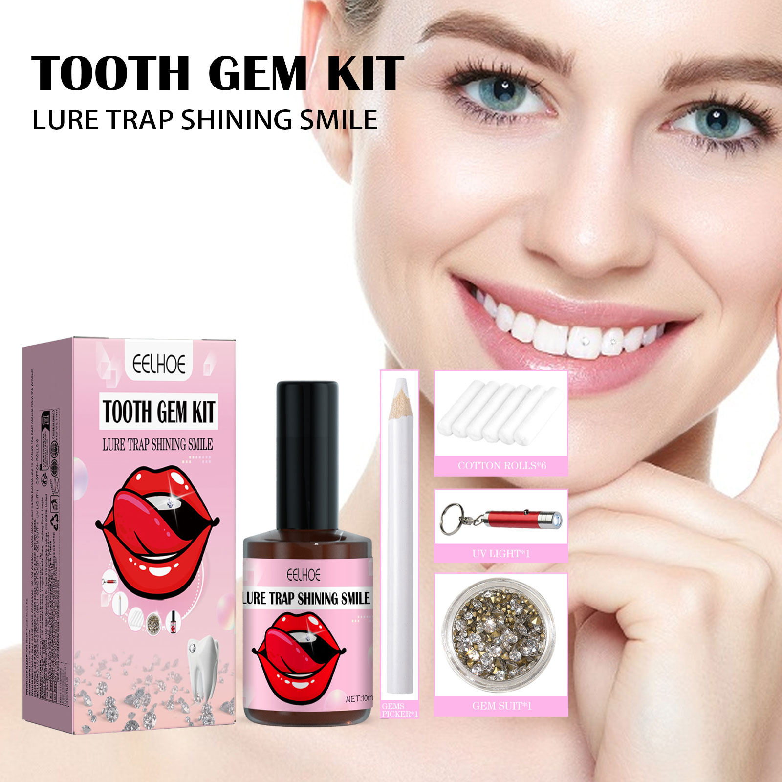 EELHOE Zahn-Edelstein-Set, weiße Zähne lassen sich leicht entfernen und einsetzen, schönes und robustes Edelstein-Set._voghion.com