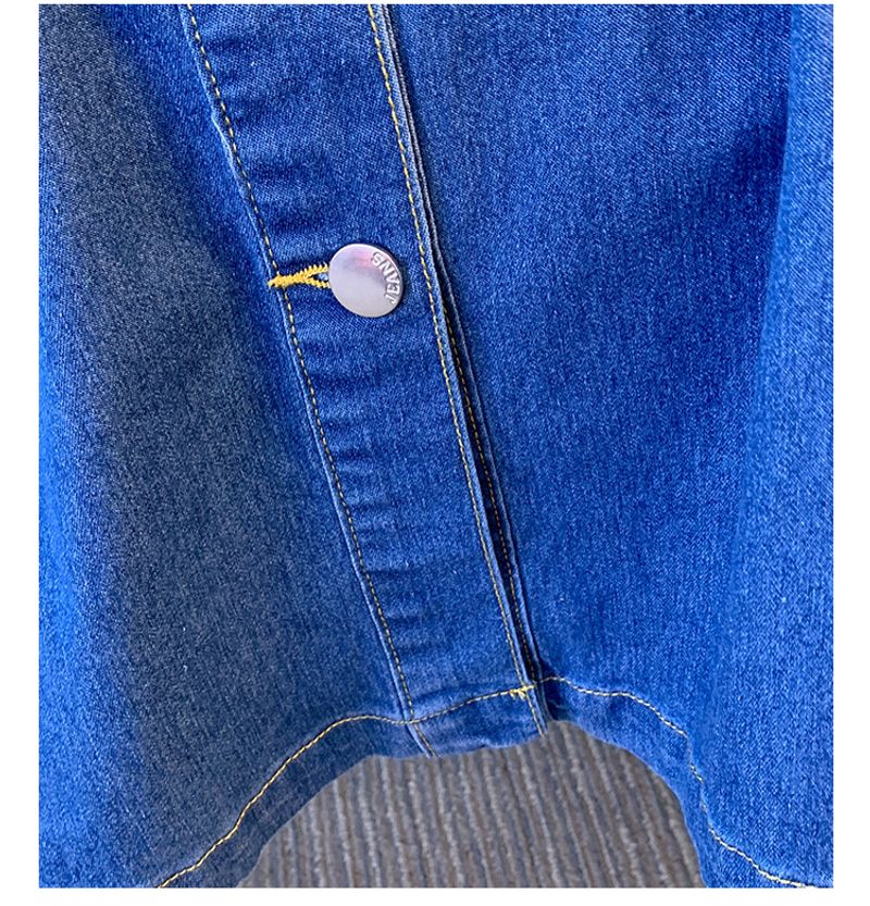 Rochie de lucru pentru femei, stil subțire, cu guler polo, scurtă, de vară, cu imprimeu denim, stil gros, mm, stil gros_voghion.com