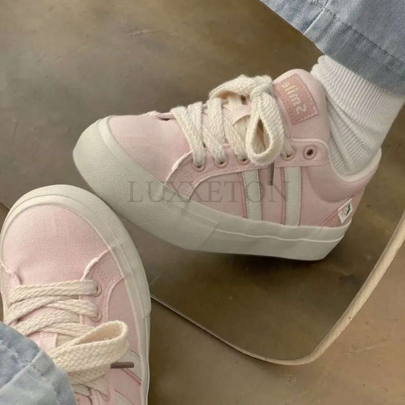 Chaussures de ville décontractées, confortables et respirantes, style campus, en toile épaisse avec surface en tissu_voghion.com