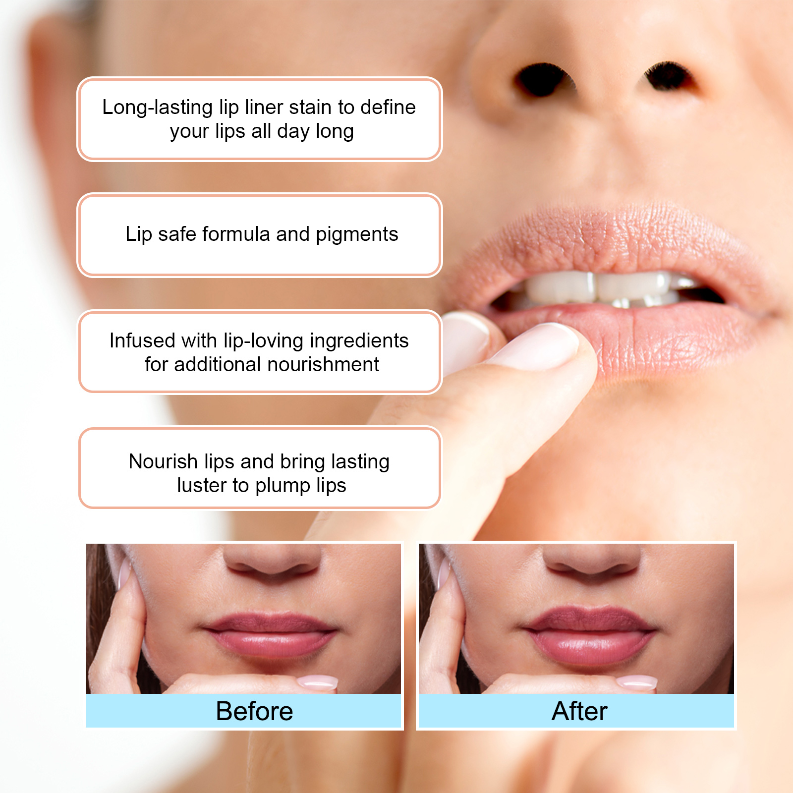 OUHOE Peel Off Lip Liner Langdurig Vlekbestendig Hydraterend Plumping Effect Hoge Pigment Kleur Waterbestendige Formule_voghion.com