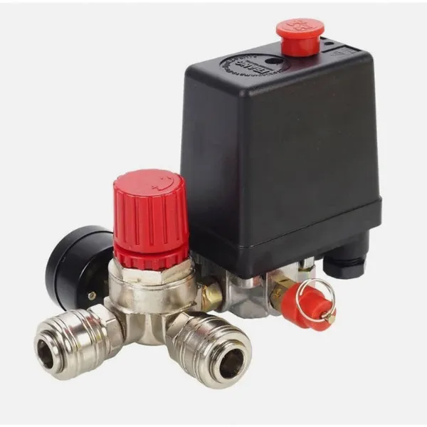 1/4" drukregelaar met schakelaar voor compressor, 230V, 20A, 8 bar, IP44_voghion.com