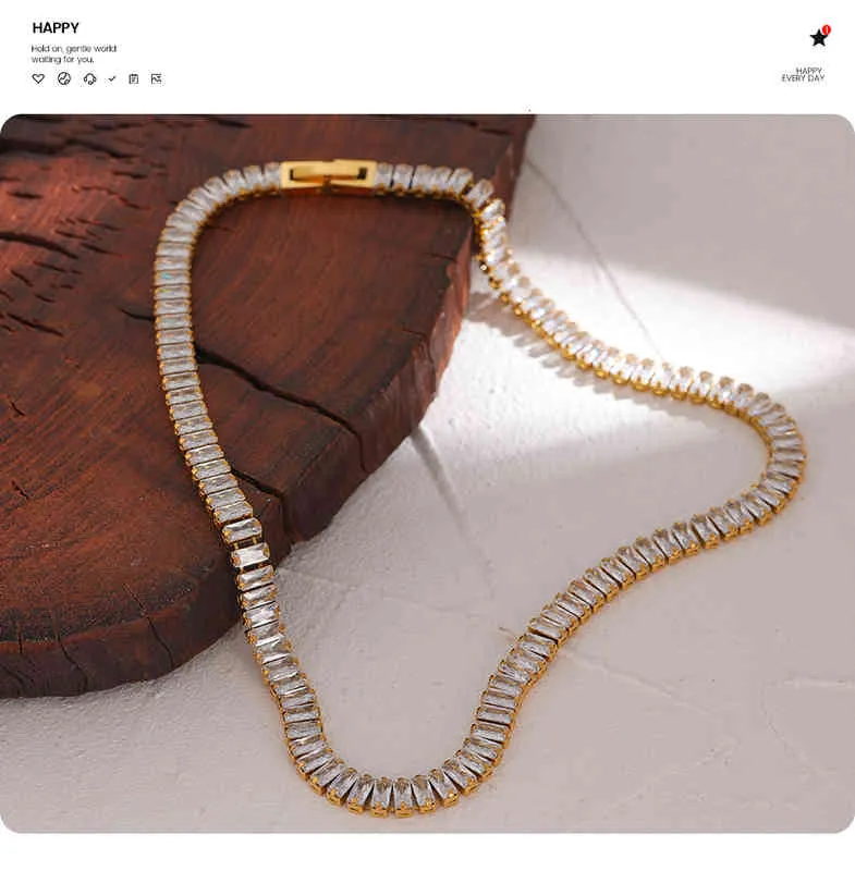 Collana in acciaio inossidabile 316l Yhpup con zirconi cubici lucidi, regalo di nozze per donna 2022_voghion.com