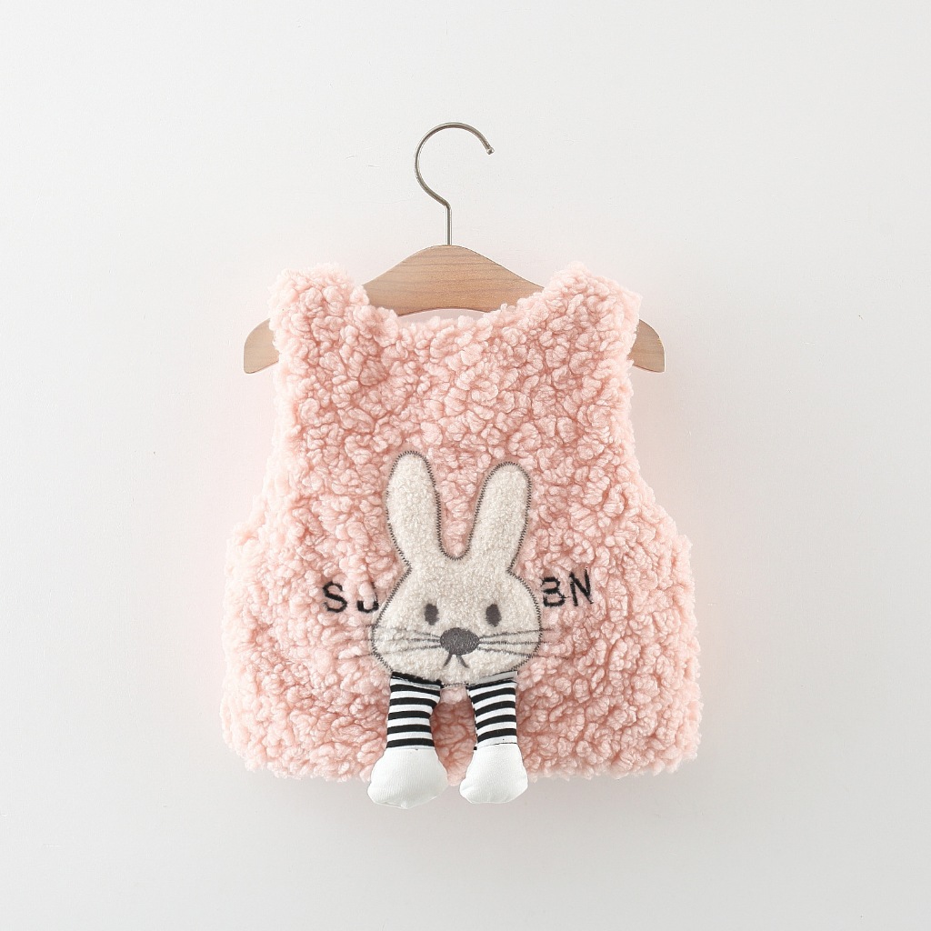 Chaleco de peluche para niña, bonito chaleco grueso de conejo de dibujos animados, ropa para niños de alta calidad_voghion.com