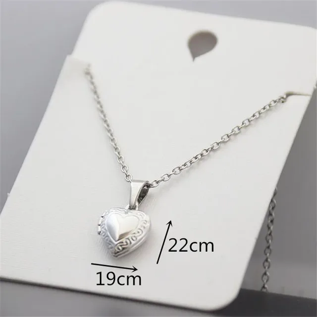 Moud Stol Faarf Edelstahl Tiny Photo Frame Pendant Halskette Léift Häerz Charms ating Medaillon Halskette Fraen Erënnerungsschmuck_voghion.com