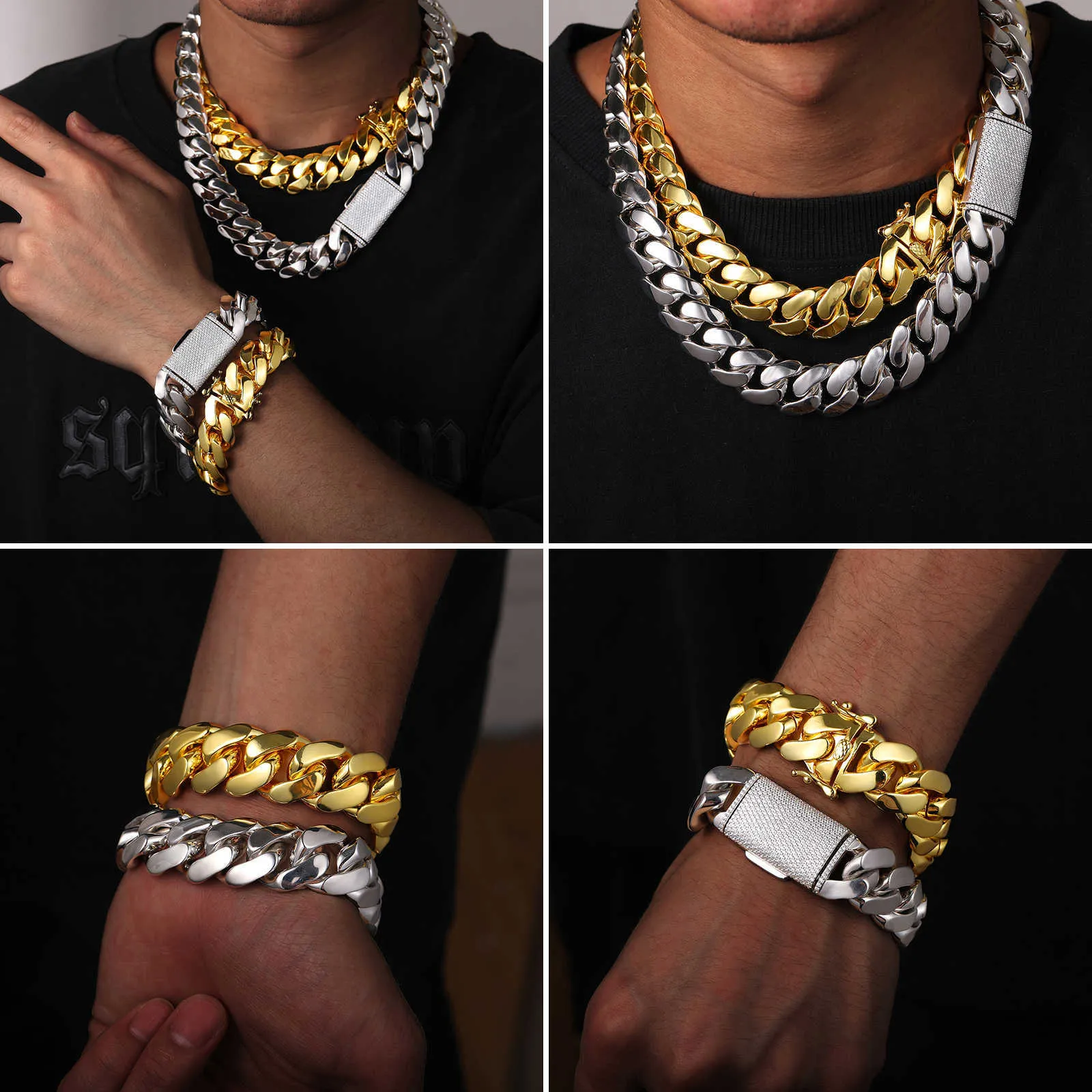 Gioielli Hip Hop all'ingrosso 20mm 10K Oro Argento Personalizzato Solido Miami Cuban Link Catena Collana Per Uomo_voghion.com