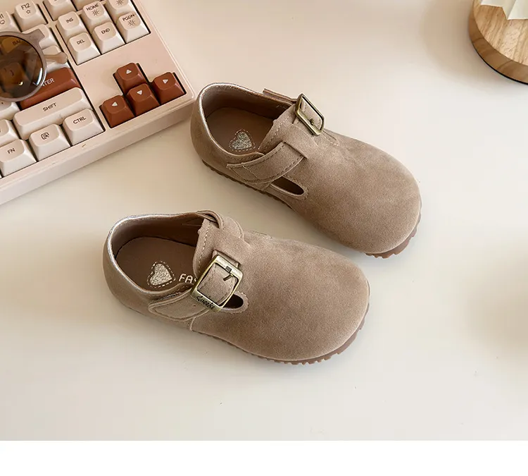 Børnesko med spænde og afslappet komfort, bløde og flade sko, unisex, forår, fritid, fleksible, små babysko_voghion.com
