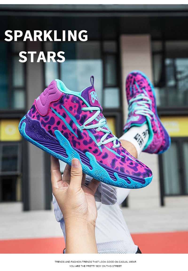 Paarse heren dames indoor en outdoor lage schokabsorberende antislip stevige basketbalschoenen_voghion.com