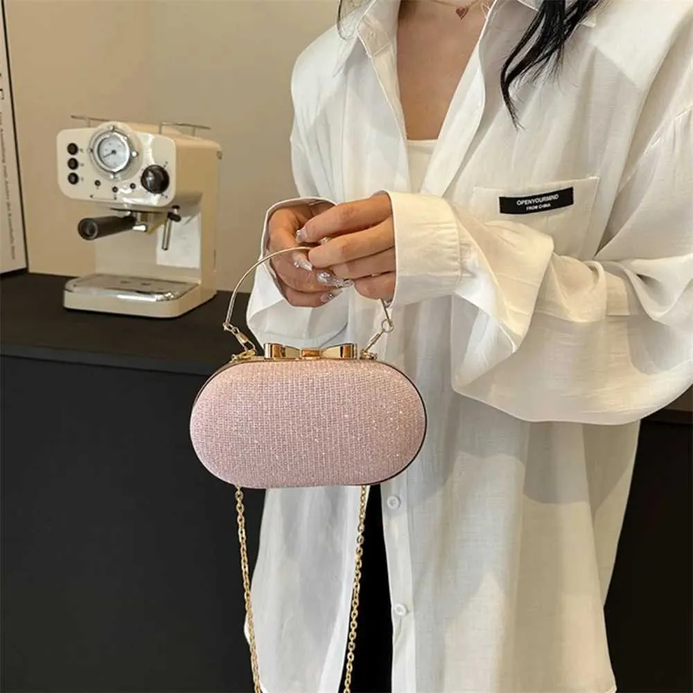 Pochette portefeuille femme rose brillant sequin sac à main 2024 nouvelle mode soirée dix police petit sac de créateur Y241019_voghion.com
