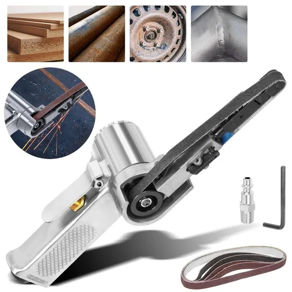 Air Belt Sander Pneumatic Grinder Polisher With Sanding Belts_voghion.com