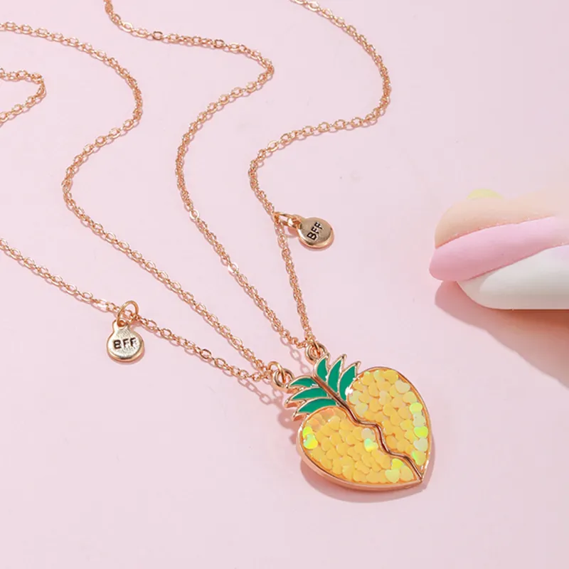 Collane con ciondolo k Frutta Ananas Bambini Ragazze Amici BFF Collana dell'amicizia di 2 Gioielli Regalo_voghion.com