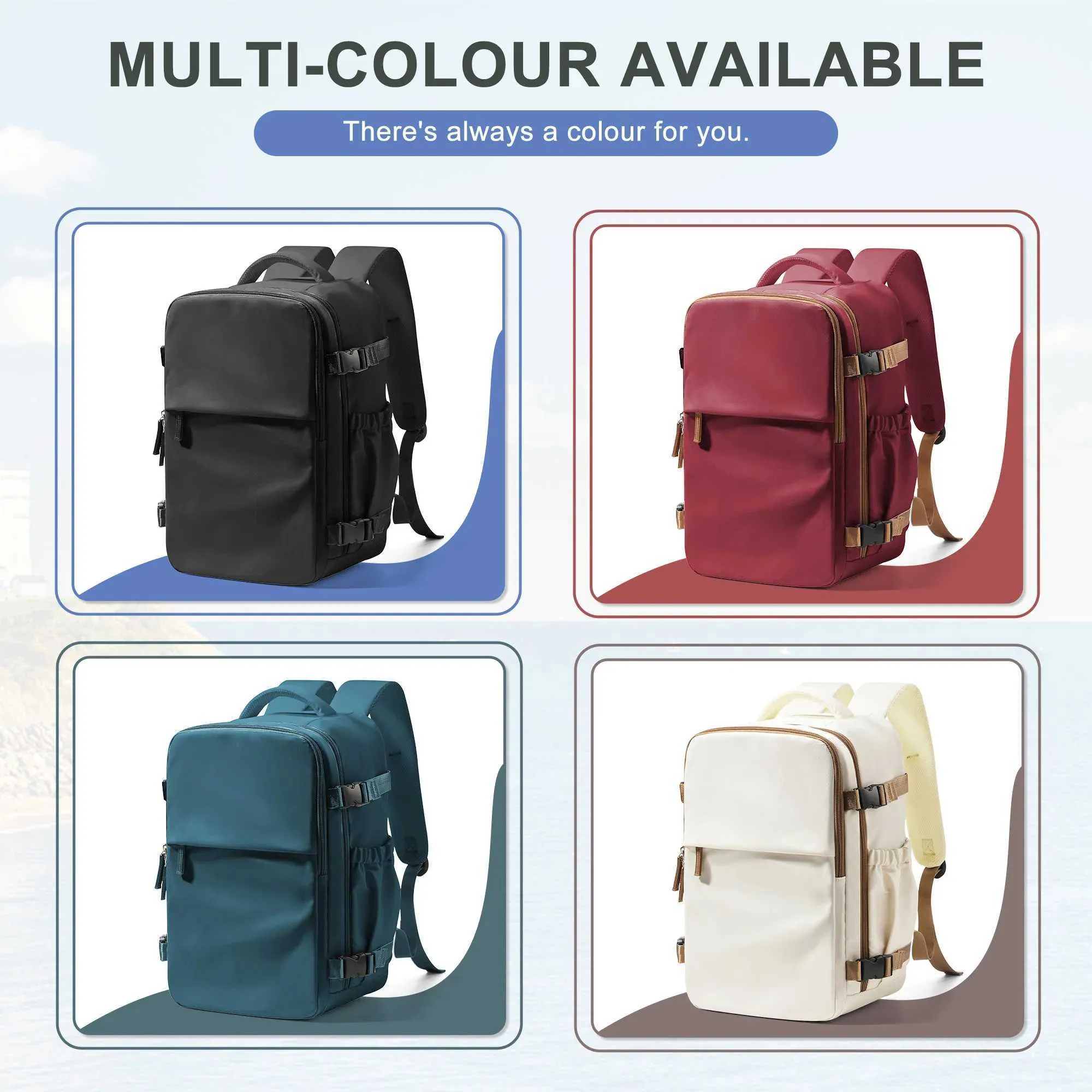 Reistas 40x30x20 Wizzair Handbagage Vliegtuig Mannen Vrouwen 15,6 inch Laptop Rugzak Waterdicht Casual_voghion.com