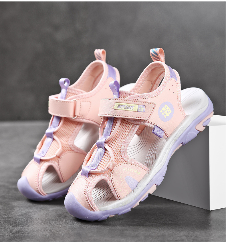 Sandalen mit Kopf für Kinder, Collision Hollow Out 2024 Sommer Student Anti-Rutsch-Strandschuhe für Mädchen mit weicher Sohle_voghion.com