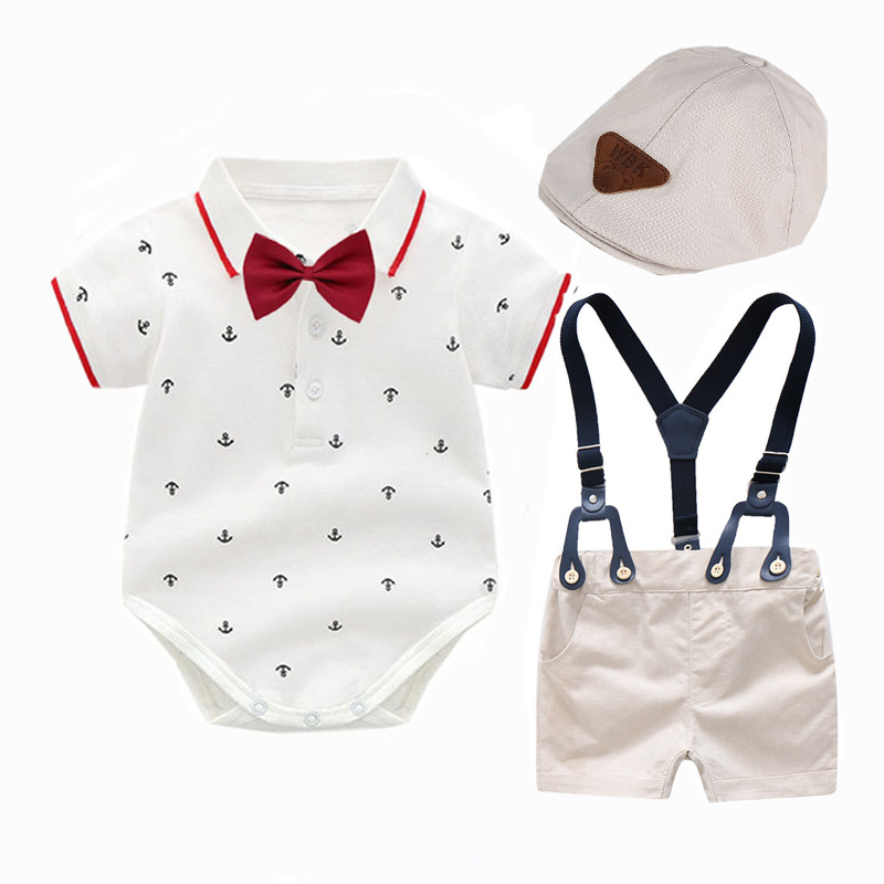 Mother&Kids Summer baby clothing children climbing clothes triangle clothes + hat multi-piece gentlemen's clothing_voghion.com