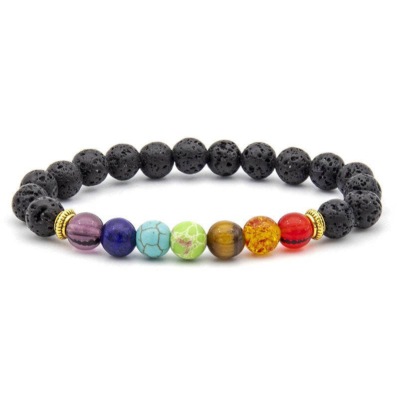 Colorful Volcanic European And American Cross Border New Hand Beaded Men's Natural Tiger Eye Stone Bracelet_voghion.com