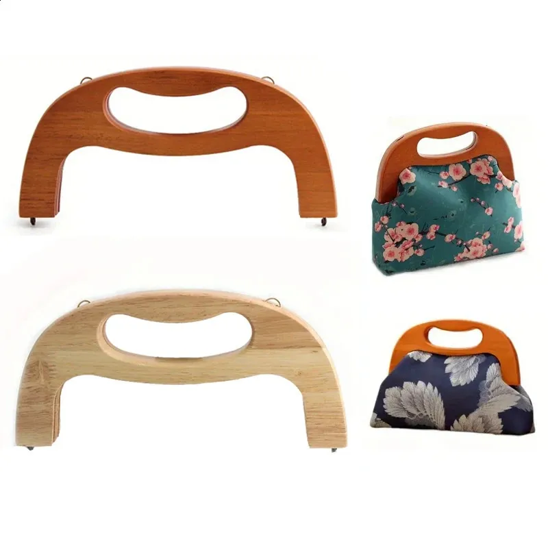 1PC 24,5 cm in legno massello cammello oro uncinetto fai da te clip telaio borsa per la cena manico in legno 240731_voghion.com
