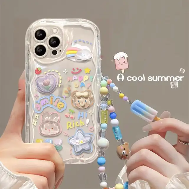 3D Rabbit Doll Flower Chain Case For Samsung Galaxy A34 5G A55 A35 S22 Ultra S24 S23 A54 A53 A52 A14 A13 Cover Soft_voghion.com