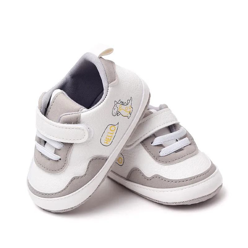 Baskets de sport pour nouveau-nés garçons et filles, imprimé lettres de dessin animé, premiers pas pour bébés, pieds mignons, antidérapants, pré-marcheurs_voghion.com