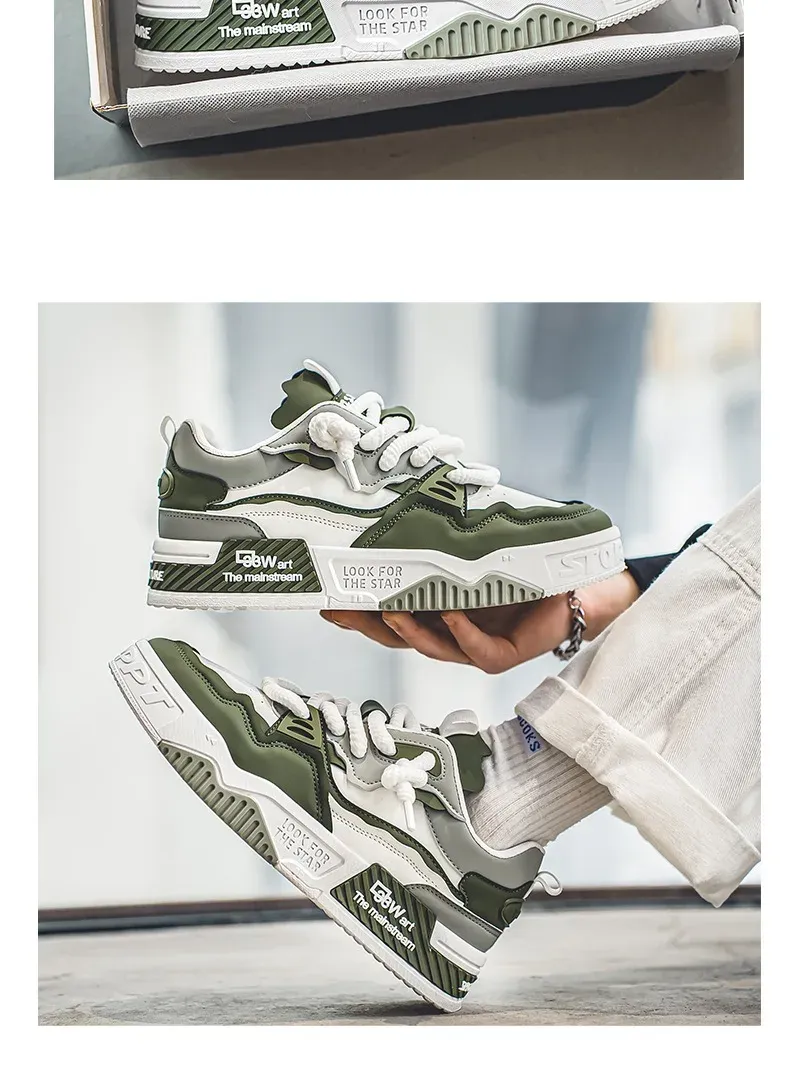 Men's Easy To Clean Skateboard Shoes, Good Grip, Breathable Lace Up Sneakers, Men's Shoes 2024_voghion.com