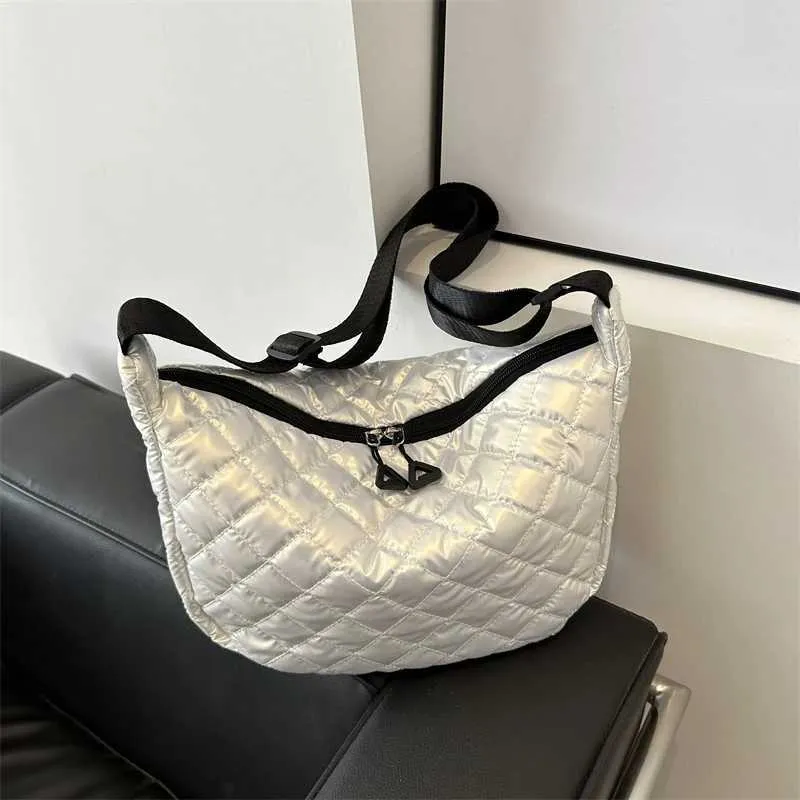 Borsa a tracolla in cotone spaziale, alla moda, hobo, con motivo a reticolo, borse a mano di grande capacità, per le donne_voghion.com