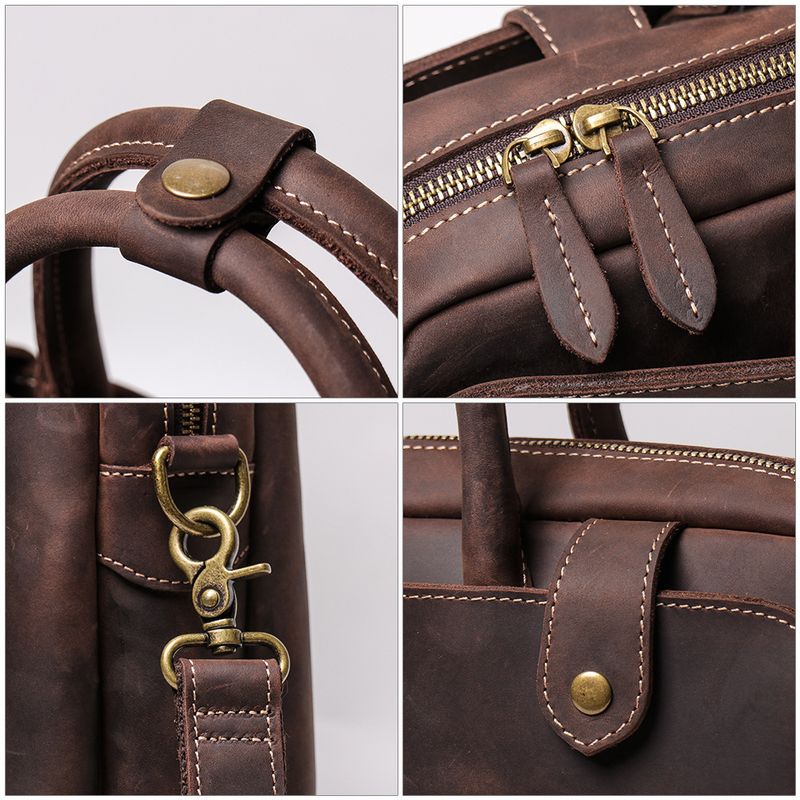Handliche Dokumententasche Herren, Rindsleder, einzelne Schulter, diagonale Spreiztasche, lässige Retro-Tasche aus_voghion.com