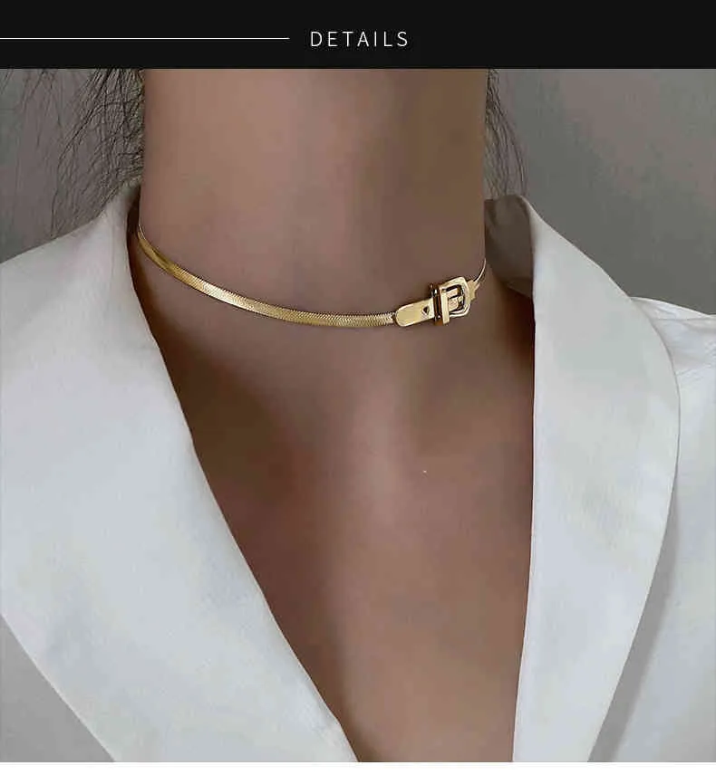Classic Watch Buckle Shape Titanium Steel Choker Necklace for Woman Korean Fashion Jewelry Gothic Girl Sexy Clavicle_voghion.com
