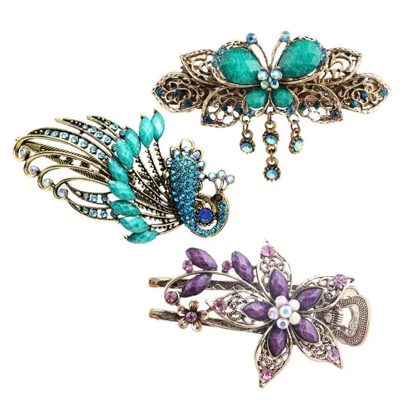 3 pz/pacco/lotto elegante vintage classico stile cinese fiore farfalla Phoenix forcine supporto morsetto barrette clip per capelli_voghion.com