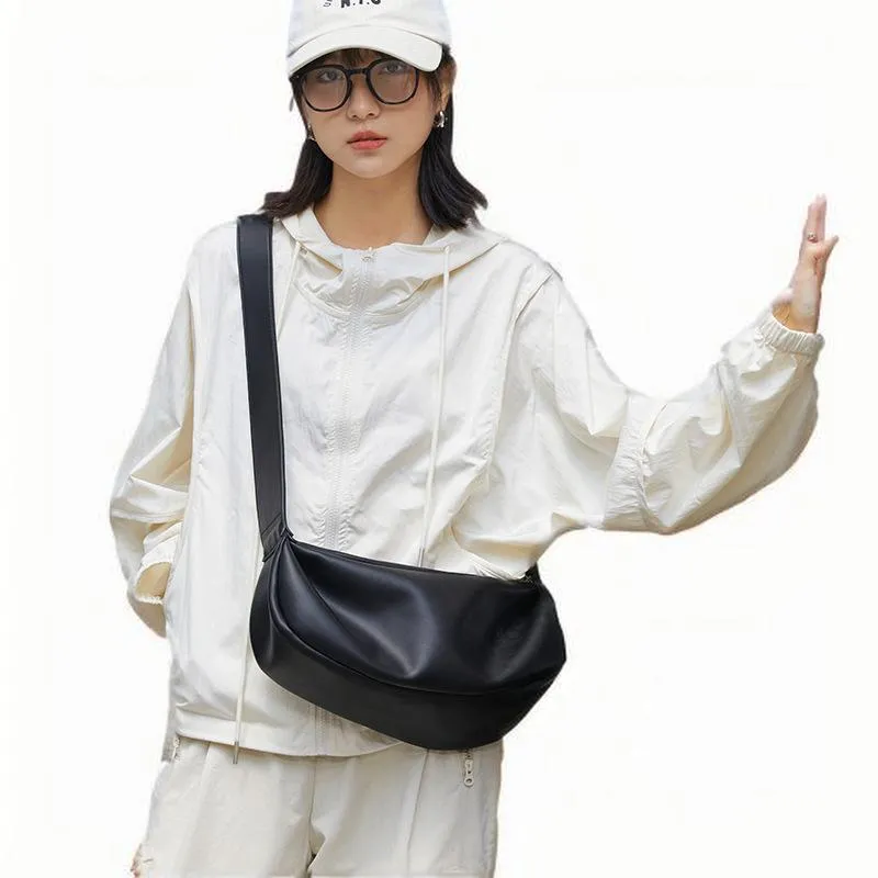 Borsa a tracolla da donna in morbida pelle con tracolla larga e tracolla larga casual da ascella_voghion.com