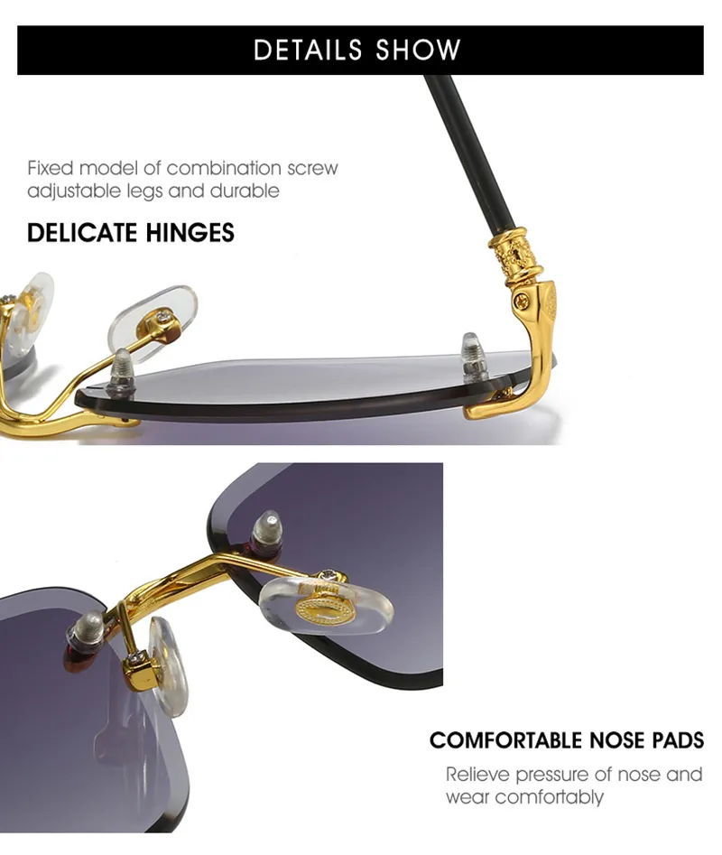 Lunettes de soleil pour hommes, nouvelle monture sans monture, coupe diamant, mode ins net rouge, les mêmes lunettes de soleil peuvent être assorties à la myopie en gros_voghion.com