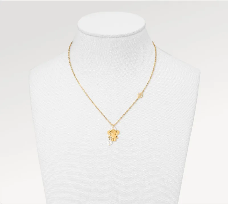 Mit Box Unisex Herren Designer Schmuck Perlen Anhänger Halskette für Frau Designer Marke Schmuck nicht verblassen_voghion.com